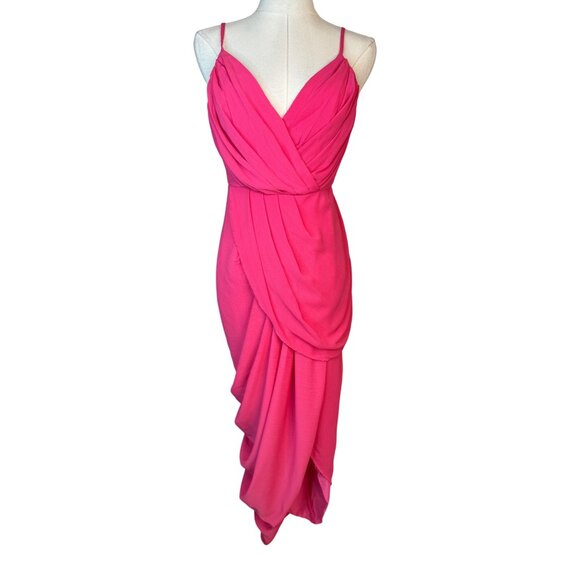 NWT Do+Be Small Hot Pink Sleeveless Ruched Draped Maxi Dress Polyester Lined - Picture 1 of 14